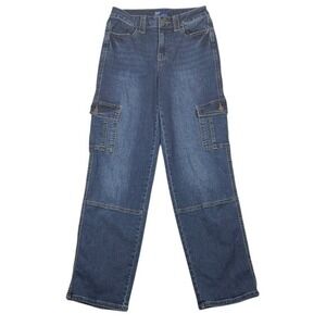 Project Indigo Womens Dark Wash Straight Leg Cargo Jeans Blue Size 3 No. 001-DNM